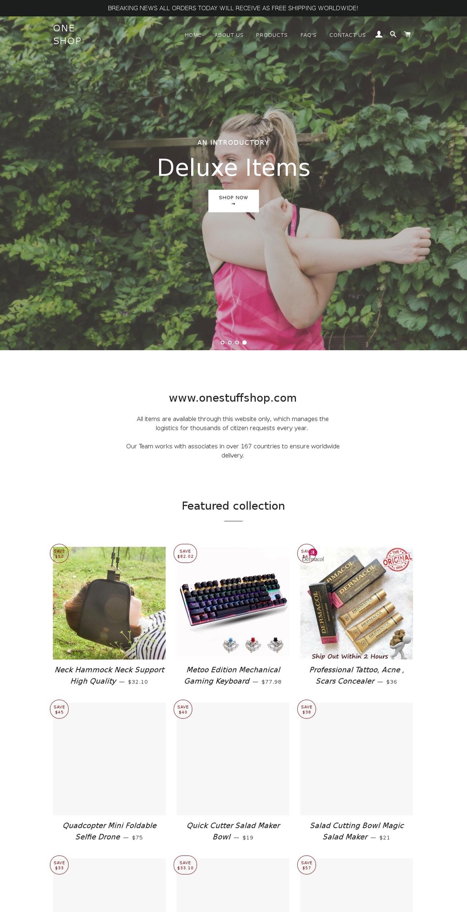 onestuffshop.com shopify website screenshot
