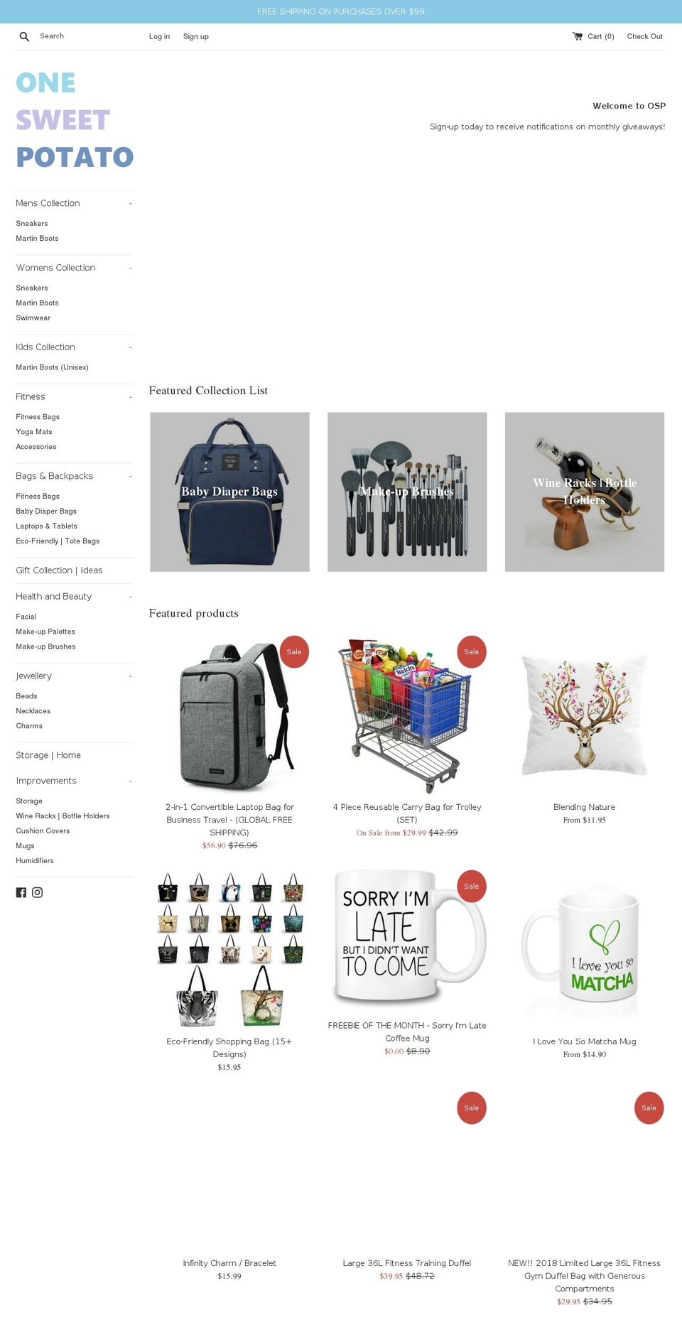 onesweetpotato.com — Shopify storefront screenshot