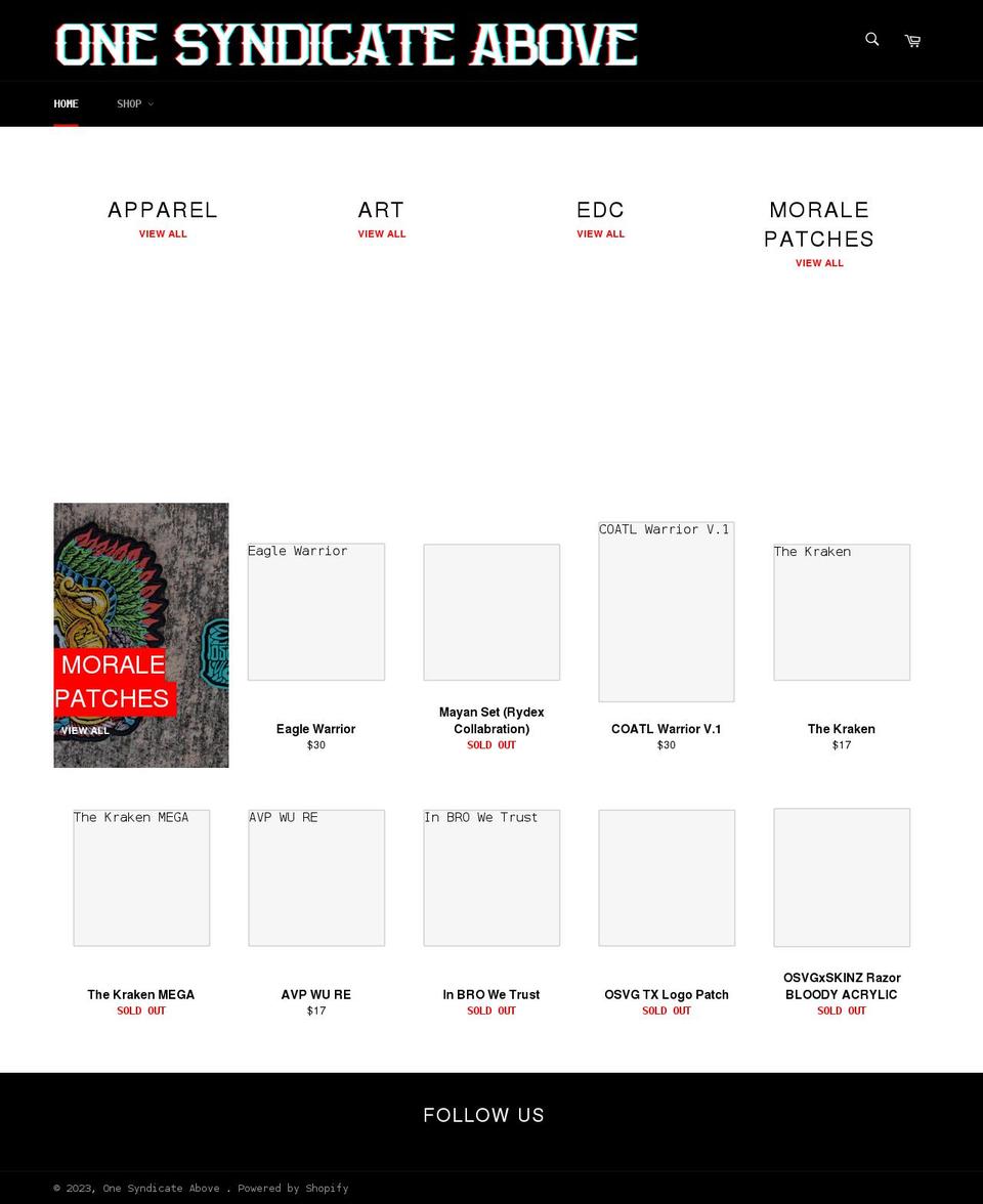 onesyndicateabove.com shopify website screenshot