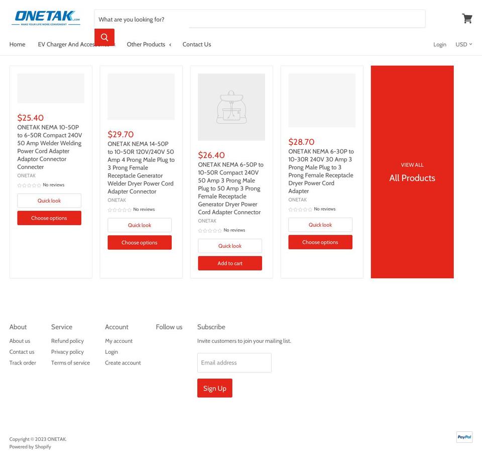 onetak.com shopify website screenshot