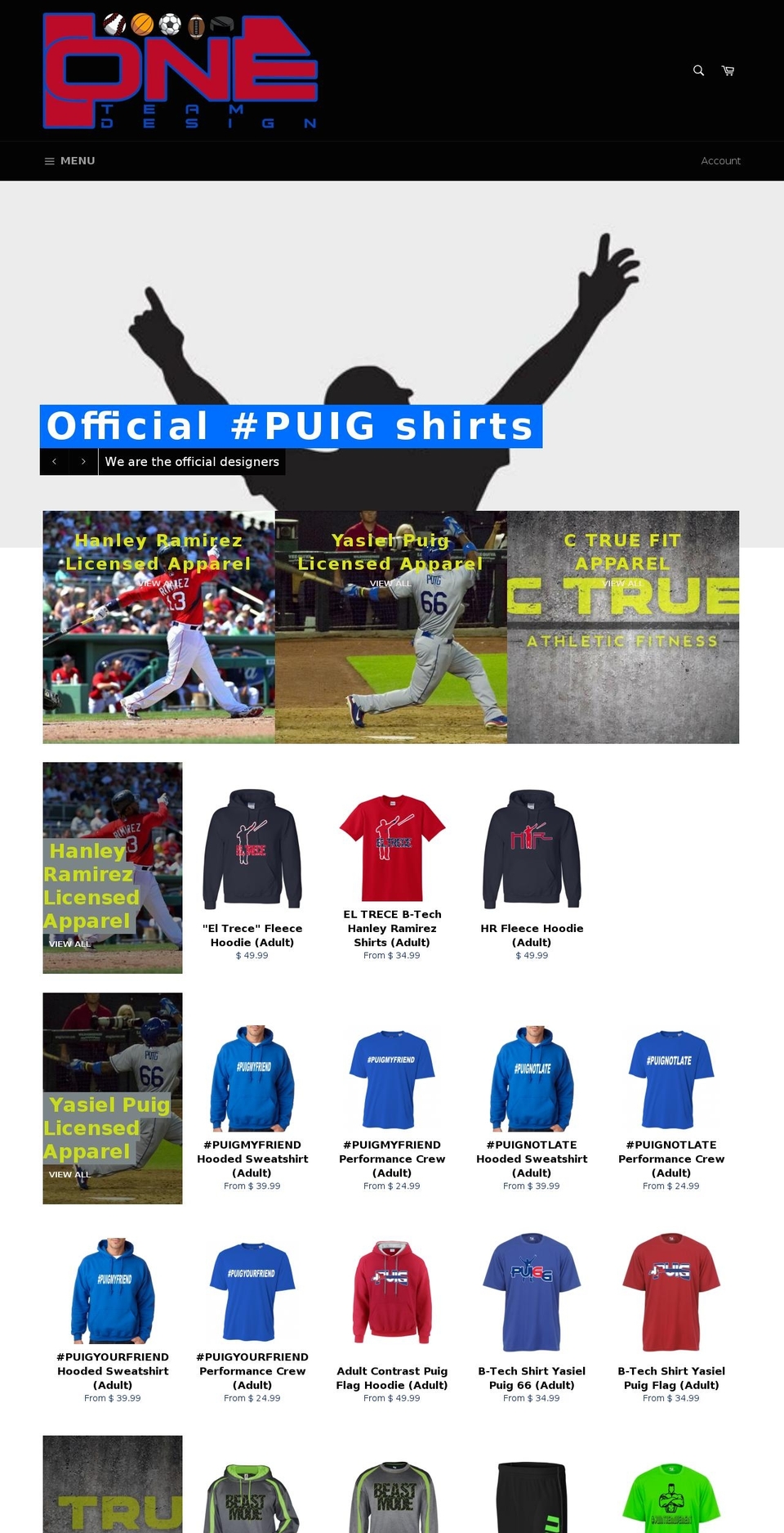 oneteamdesign.com shopify website screenshot