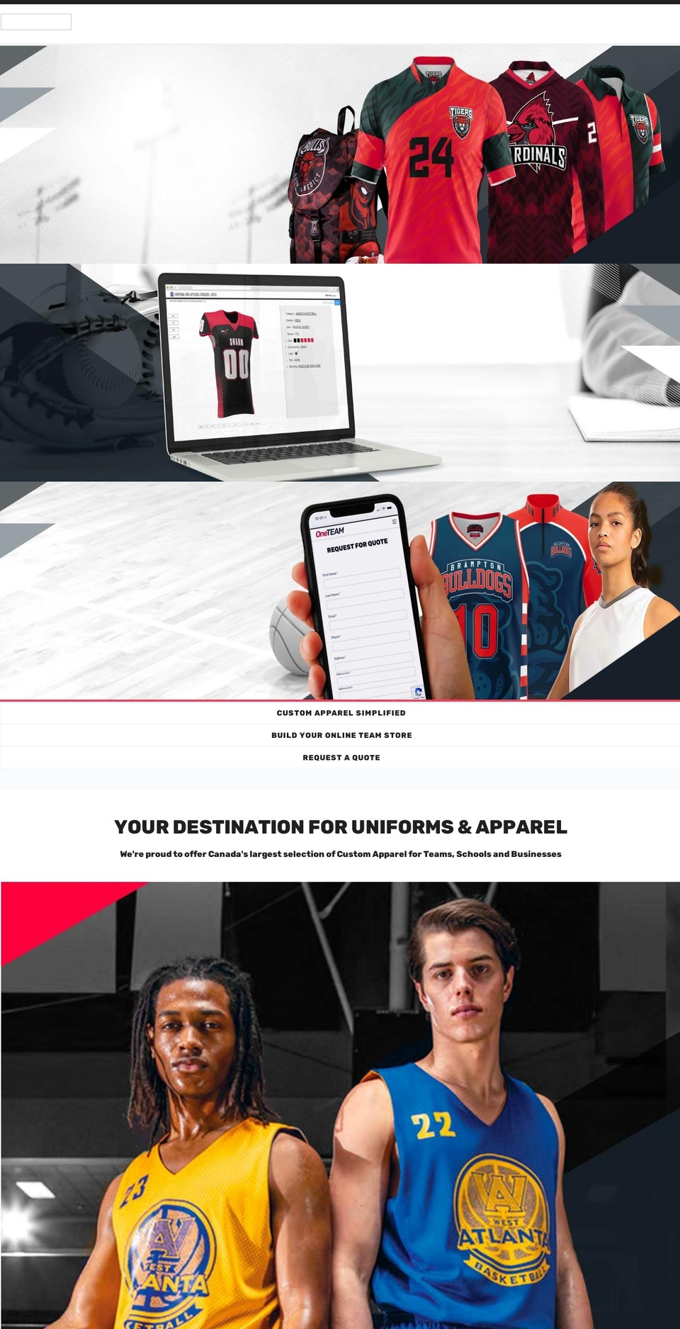Sports Shopify theme site example oneteamsports.com