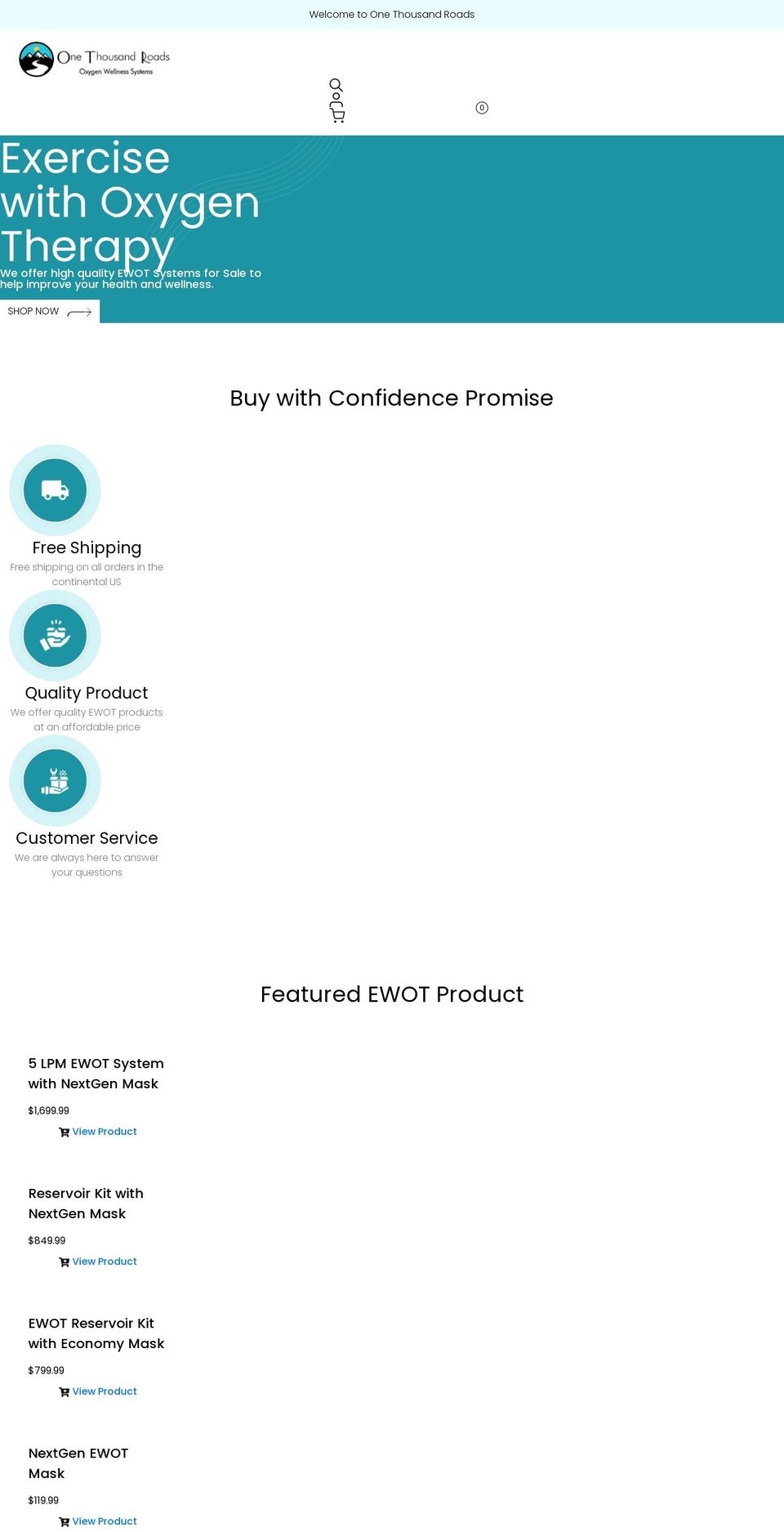 onethousandroads.com shopify website screenshot