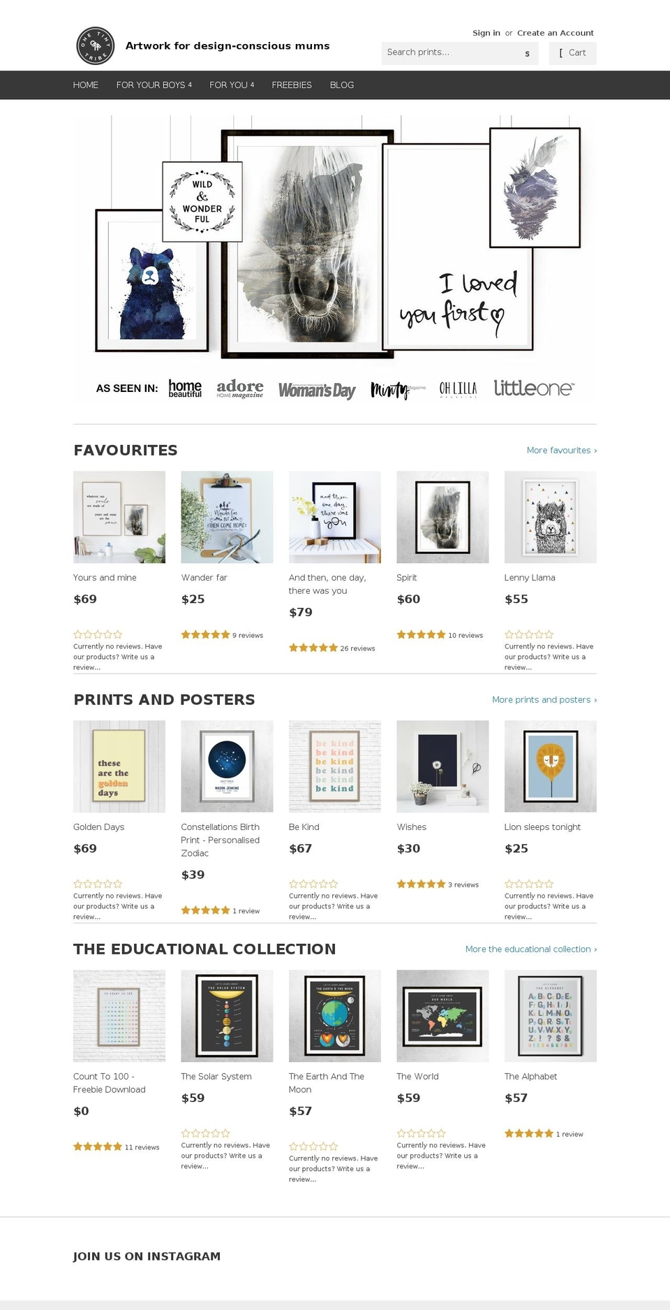 onetinytribe.com.au shopify website screenshot