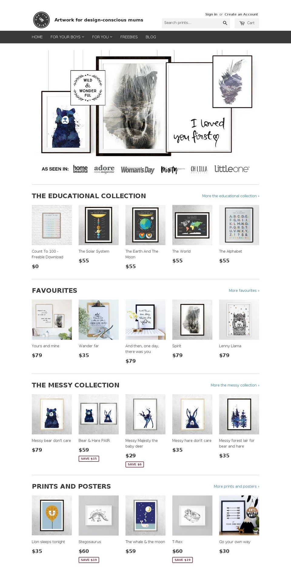 onetinytribe.com shopify website screenshot