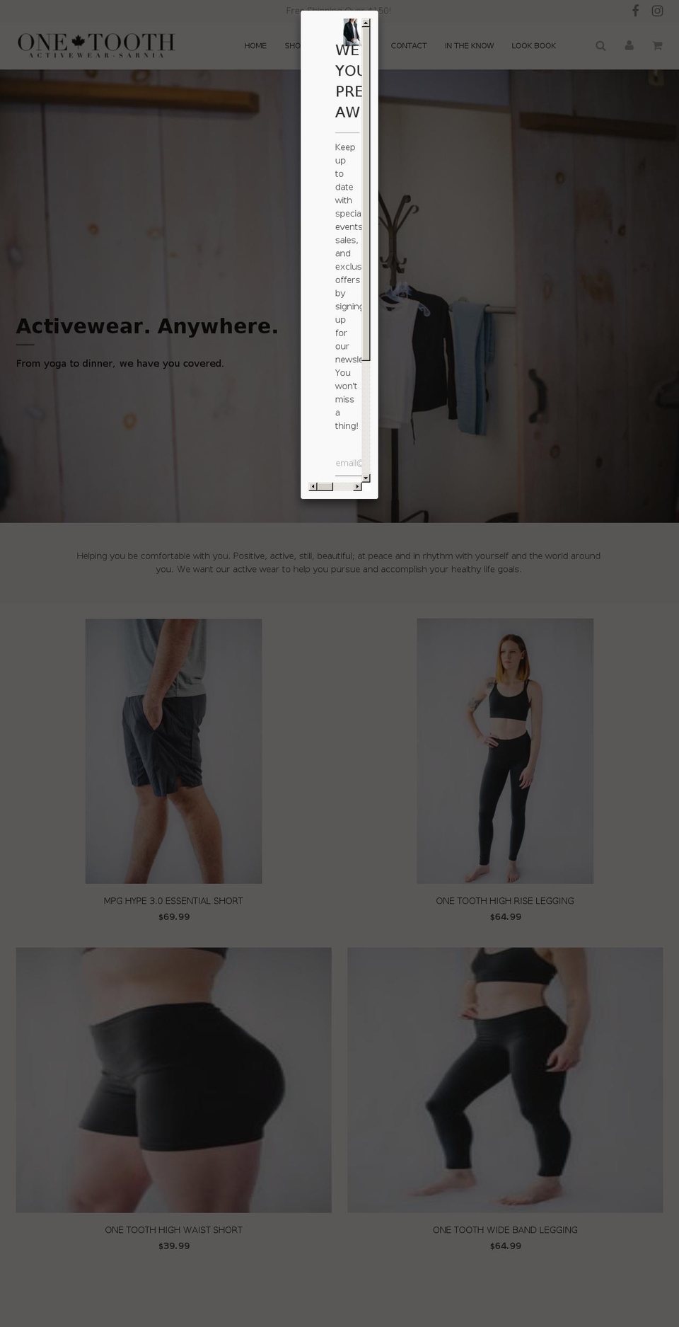 onetoothsarnia.ca shopify website screenshot