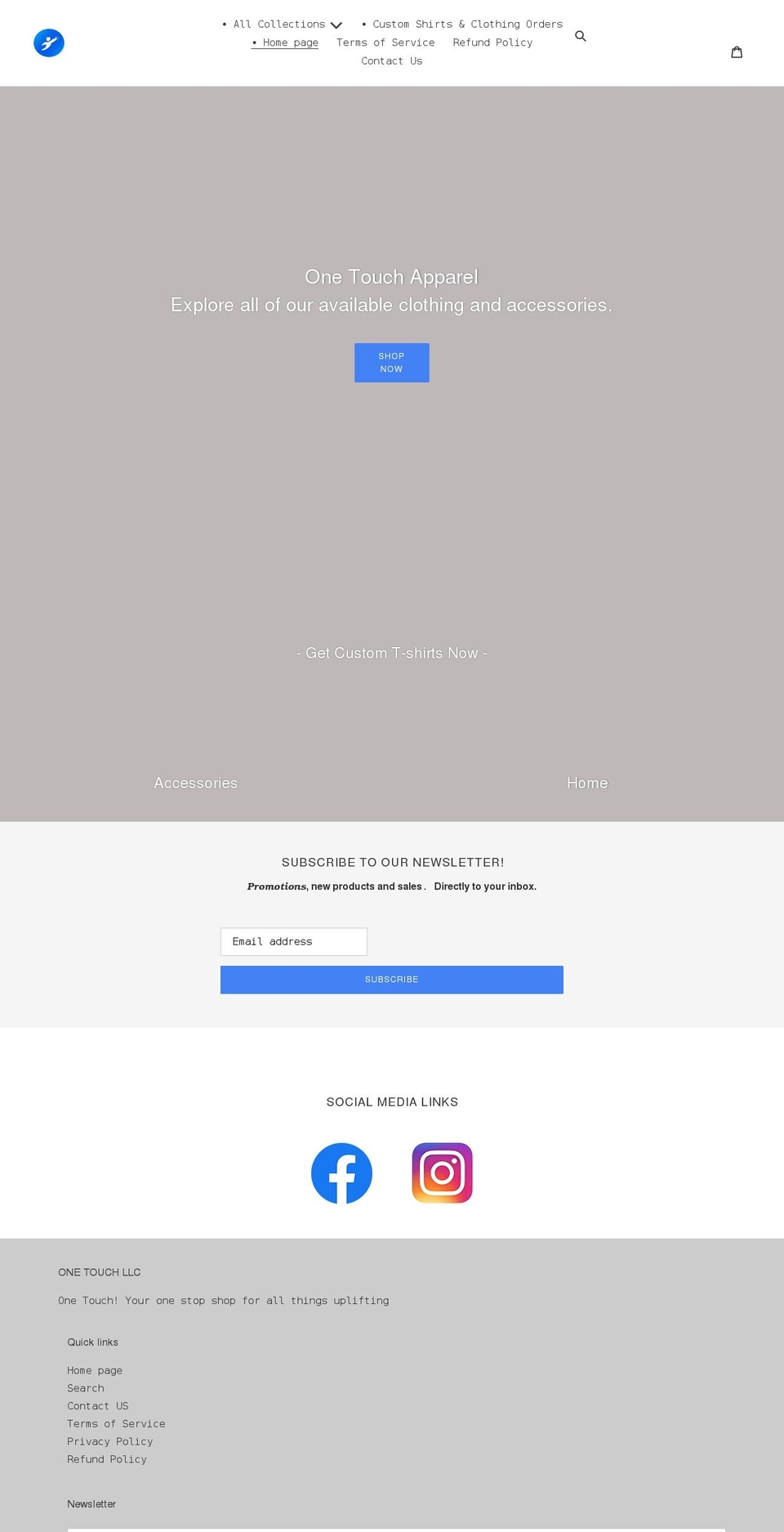 onetouchtees.com shopify website screenshot