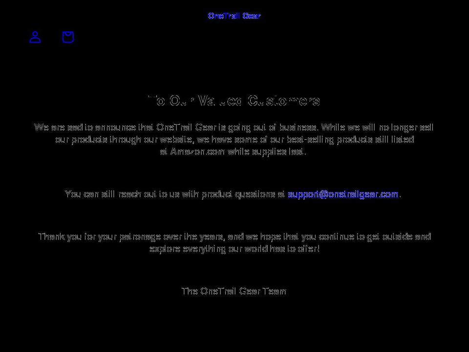 onetrailgear.com — Shopify storefront screenshot