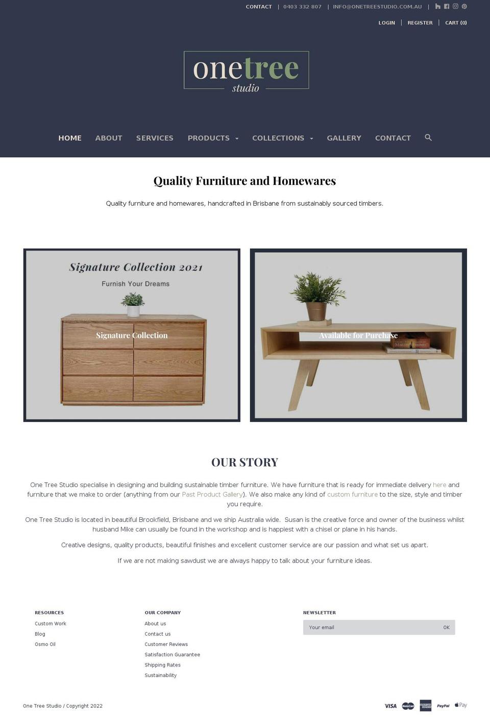 onetreestudio.com.au shopify website screenshot