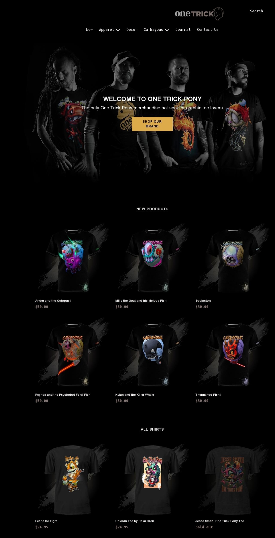 onetrickponybrand.com shopify website screenshot