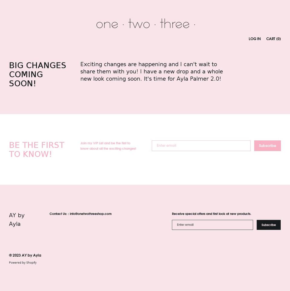 onetwothreeshop.com shopify website screenshot