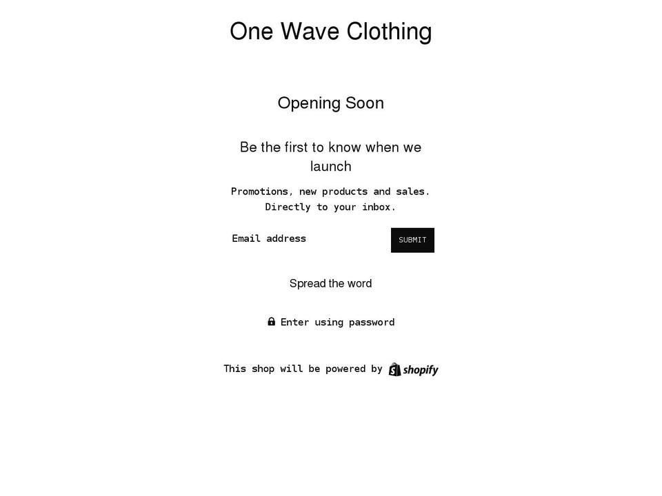 onewaveclothing.com shopify website screenshot