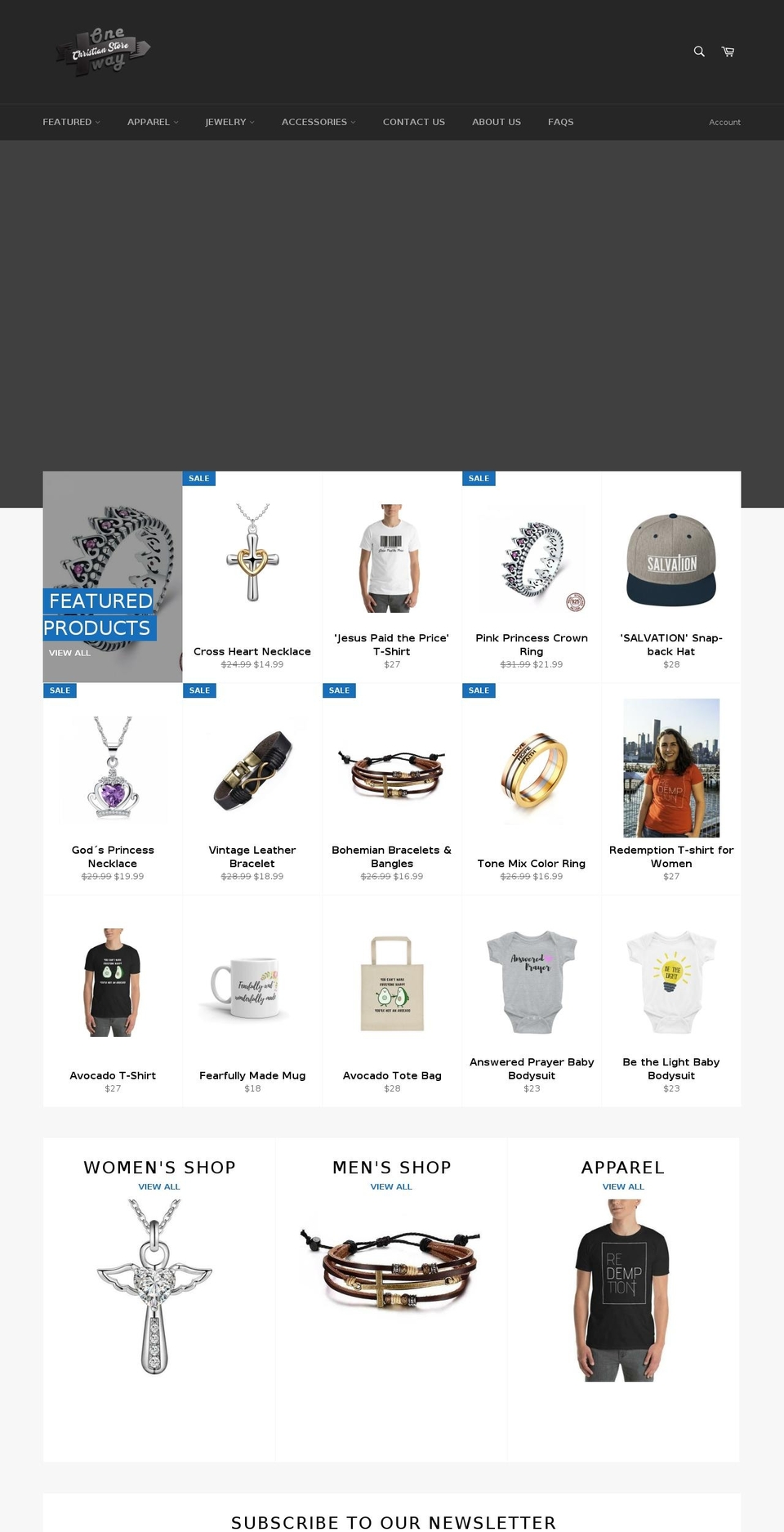 onewaychristianstore.com shopify website screenshot