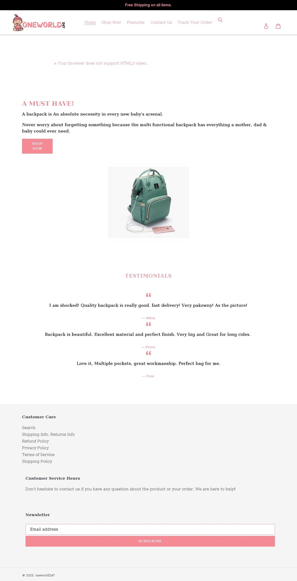 oneworld247.com shopify website screenshot