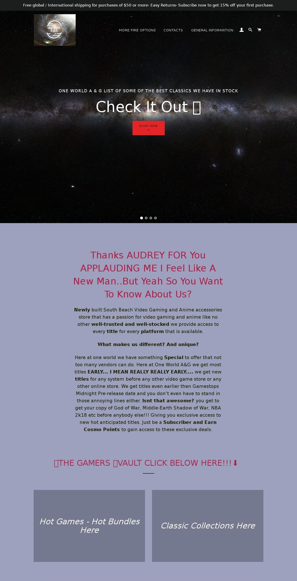 oneworldag.com — Shopify storefront screenshot