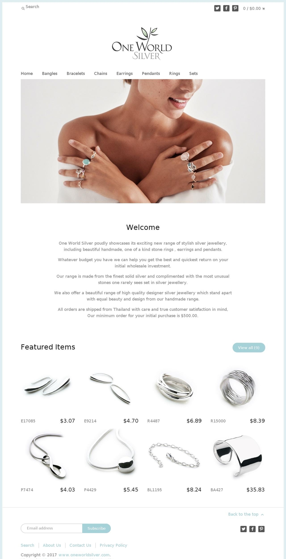 oneworldsilver.com shopify website screenshot