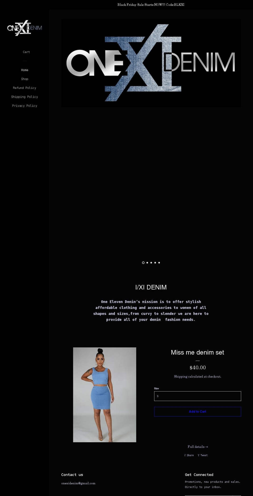 onexidenim.com shopify website screenshot