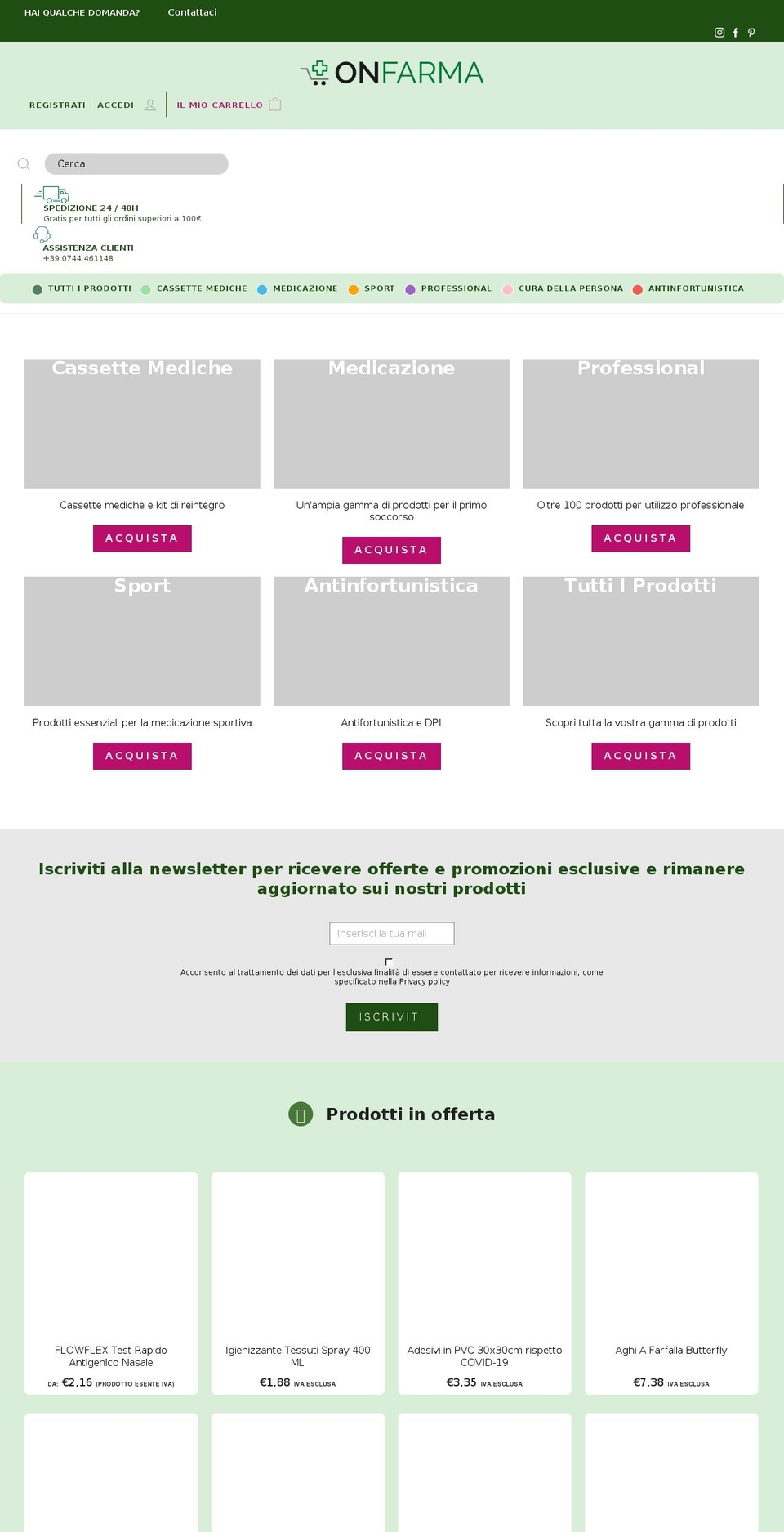 onfarma.it shopify website screenshot