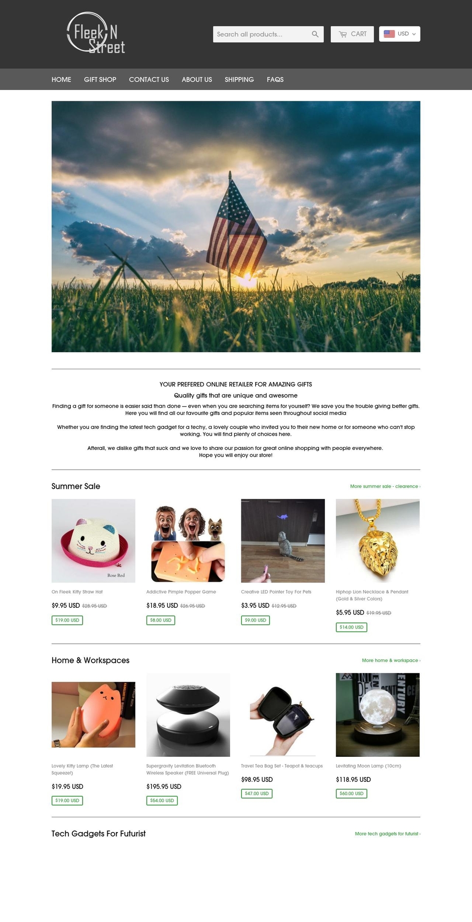onfleeks.com — Shopify storefront screenshot