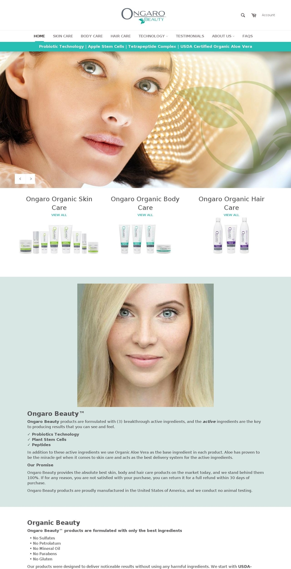 York Shopify theme site example ongarohaircare.com