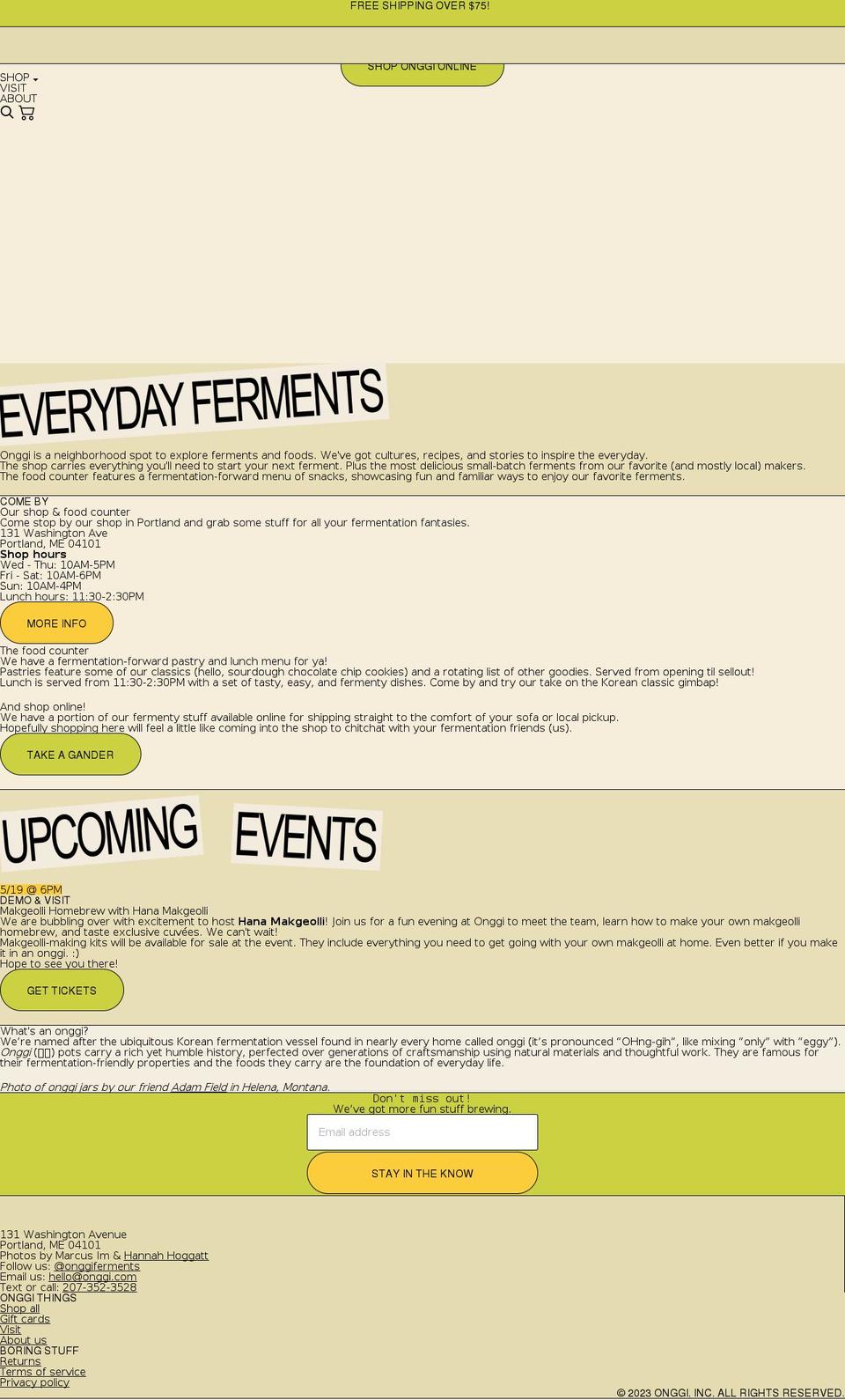 onggi.com shopify website screenshot