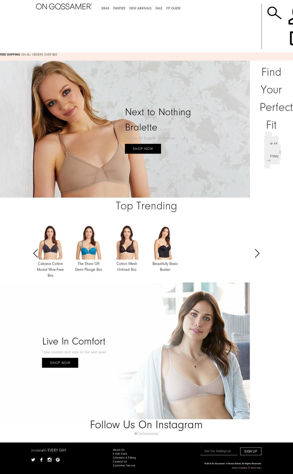 ongossamer.com shopify website screenshot