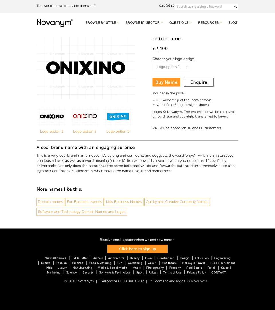 onixino.com — Shopify storefront screenshot