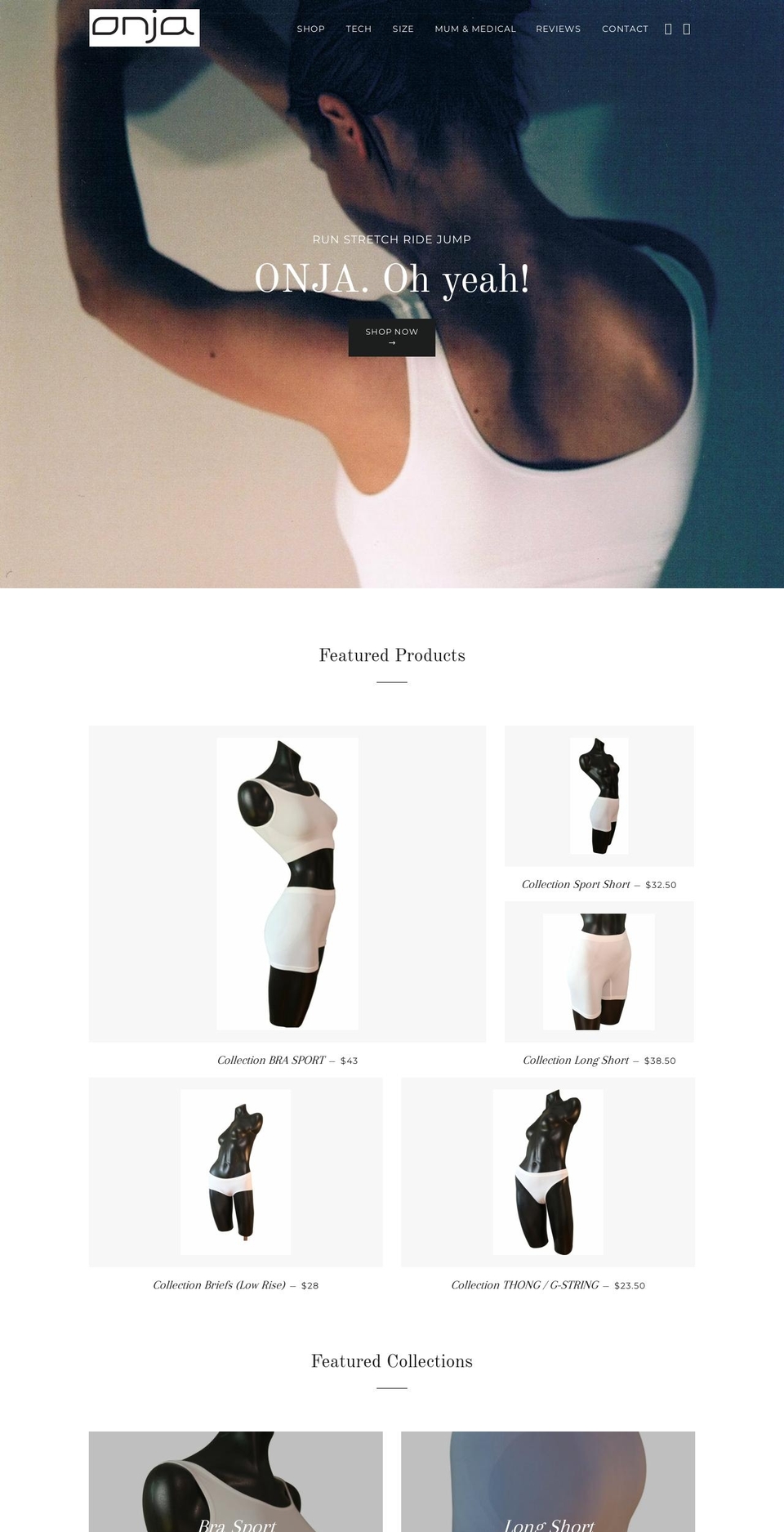onja.com.au shopify website screenshot
