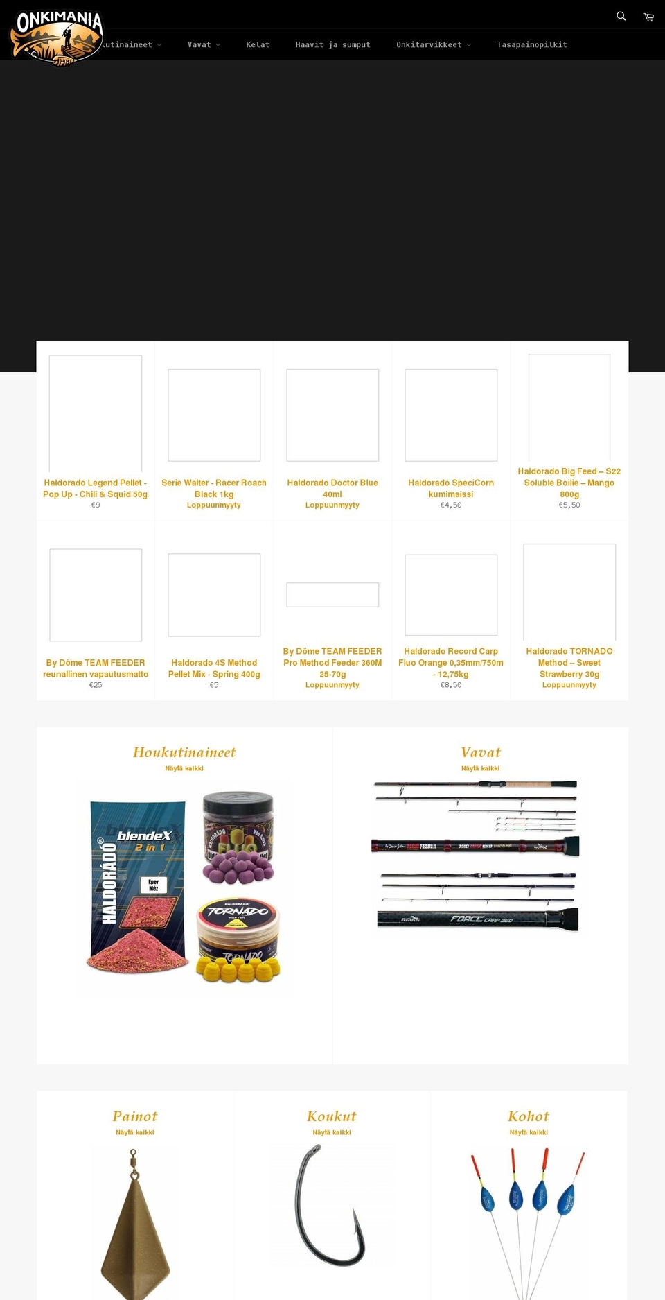 onkimania.fi shopify website screenshot