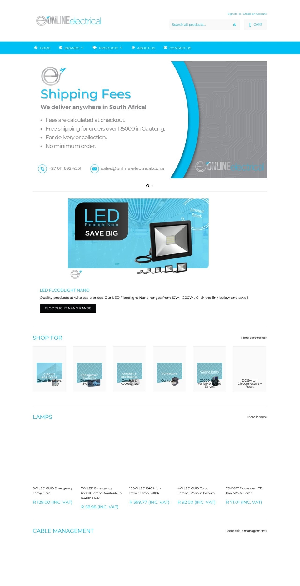 online-electrical.co.za shopify website screenshot