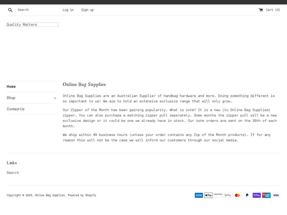 onlinebagsupplies.com.au shopify website screenshot