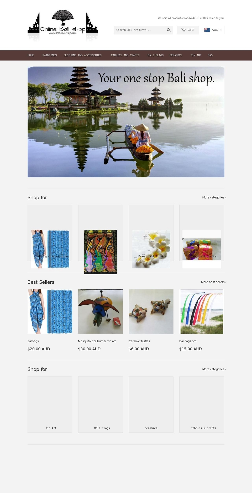 onlinebalishop.com — Shopify storefront screenshot