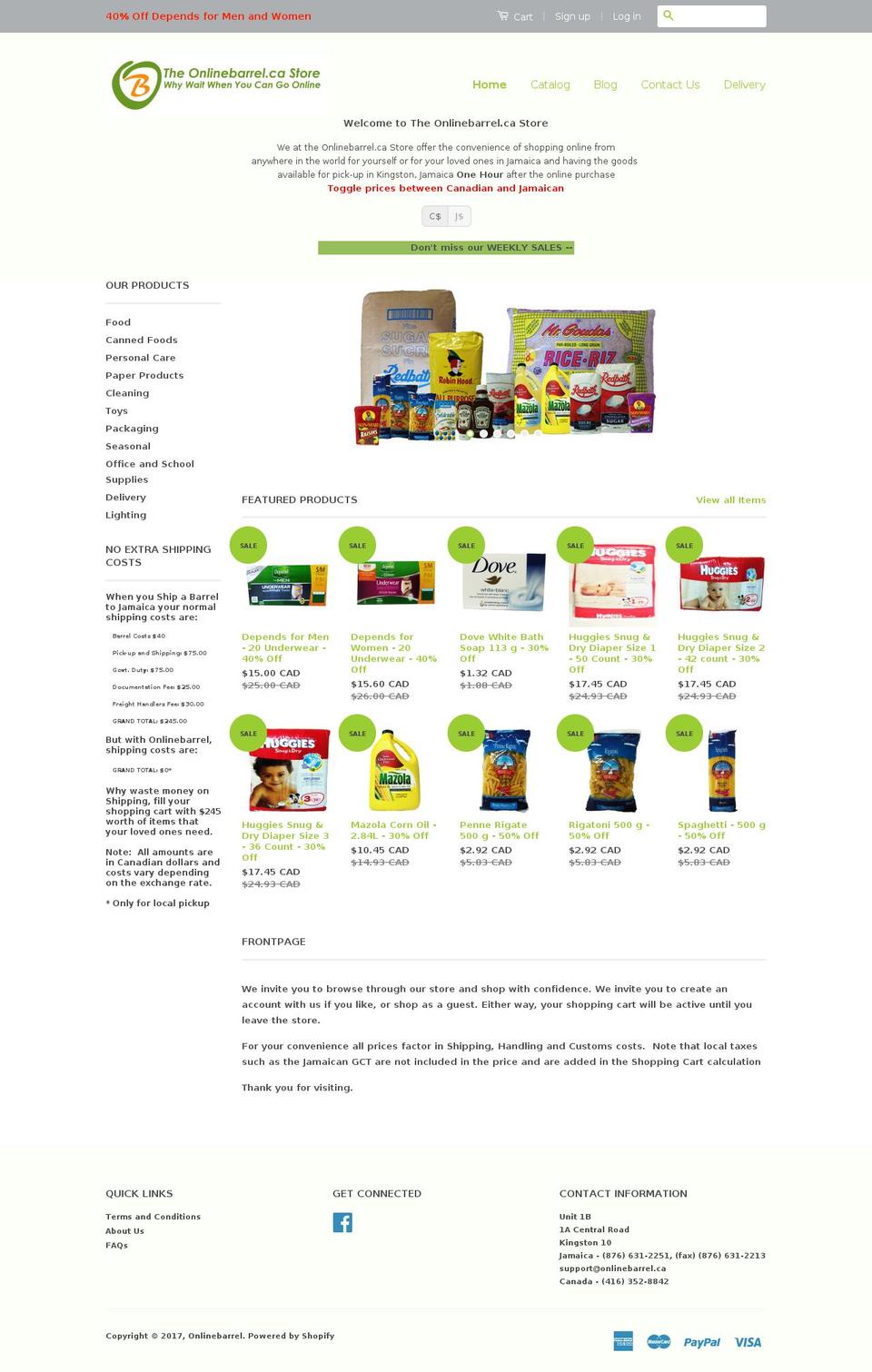 onlinebarrel.com shopify website screenshot