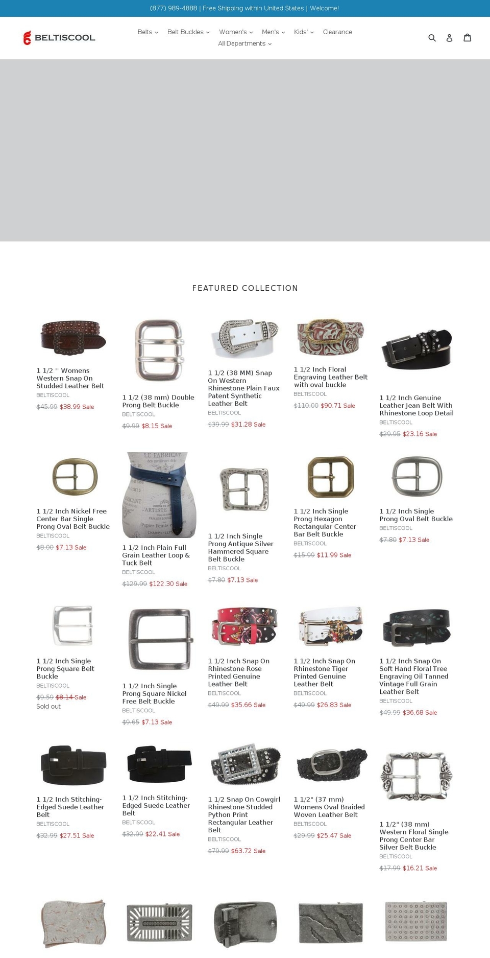 onlinebelts.net shopify website screenshot