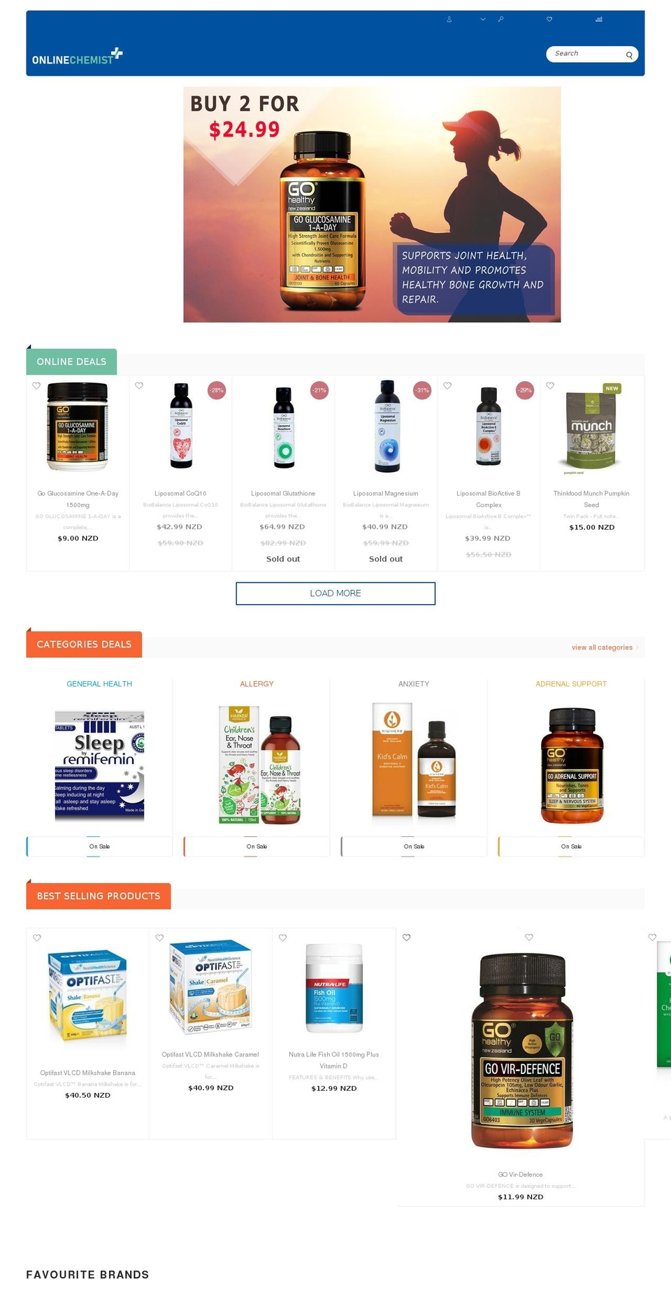 onlinechemist.co.nz shopify website screenshot