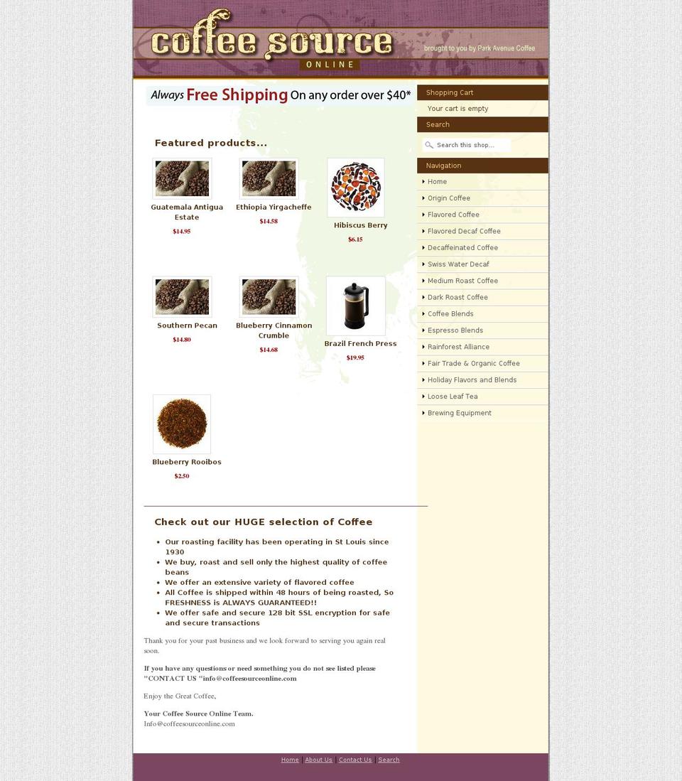 onlinecoffeesource.com shopify website screenshot