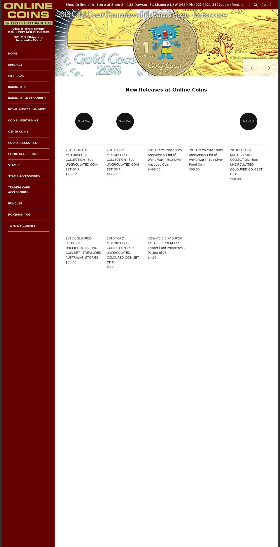 onlinecoins.com.au shopify website screenshot