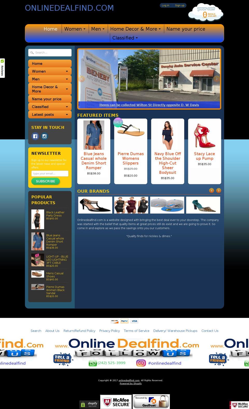 onlinedealfind.com shopify website screenshot