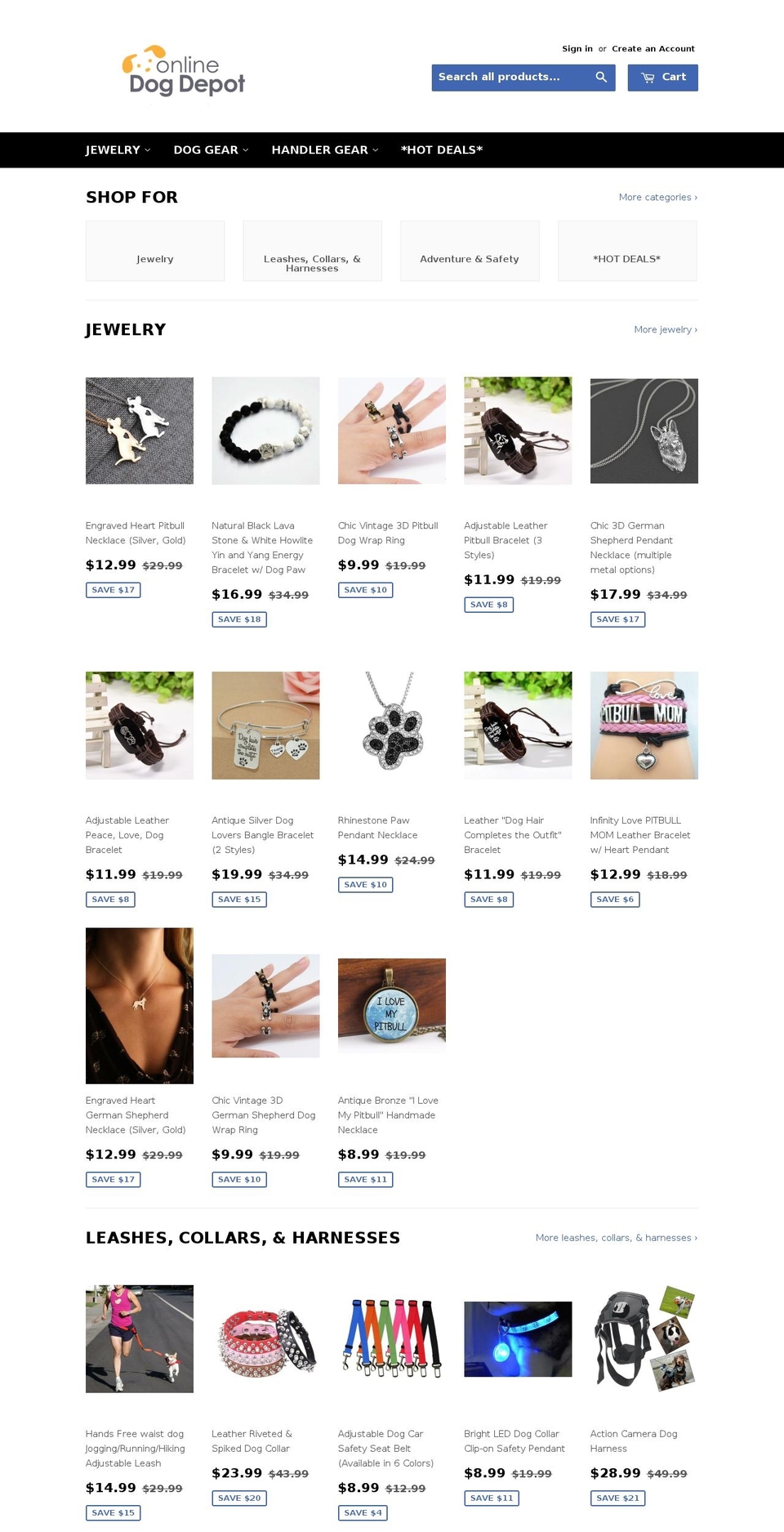 onlinedogdepot.com shopify website screenshot