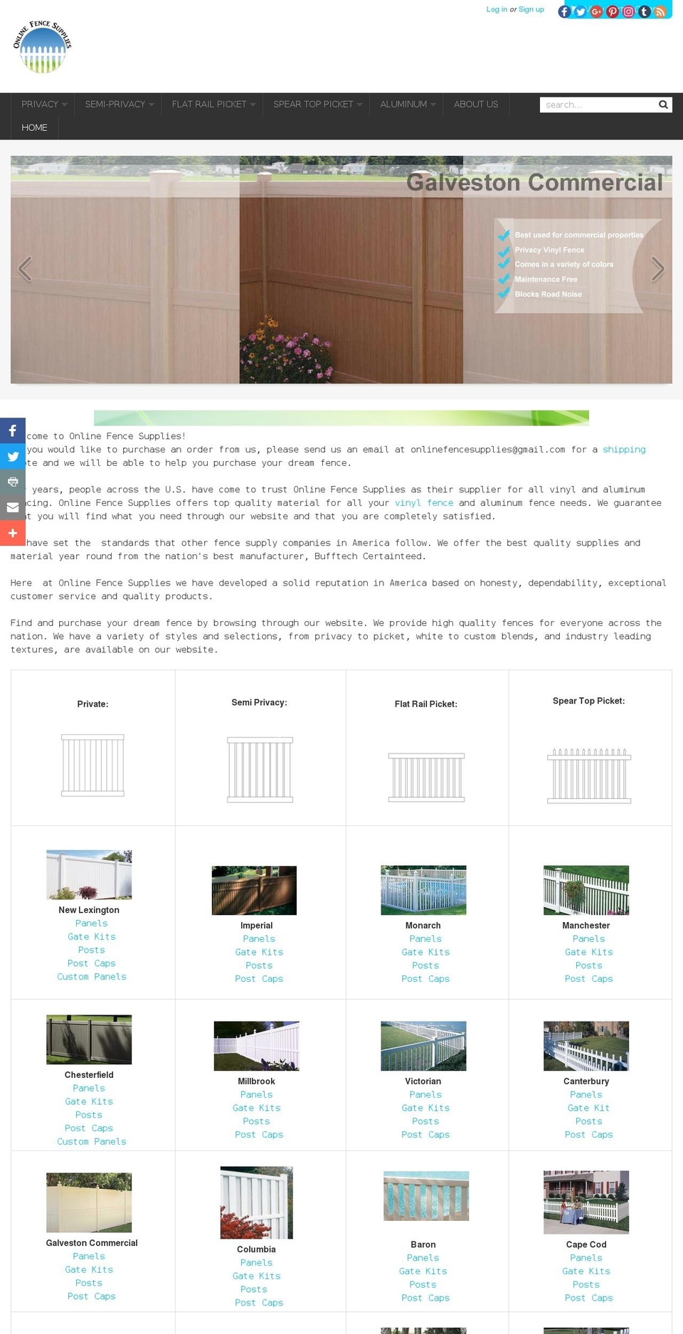 onlinefencesupplies.com shopify website screenshot