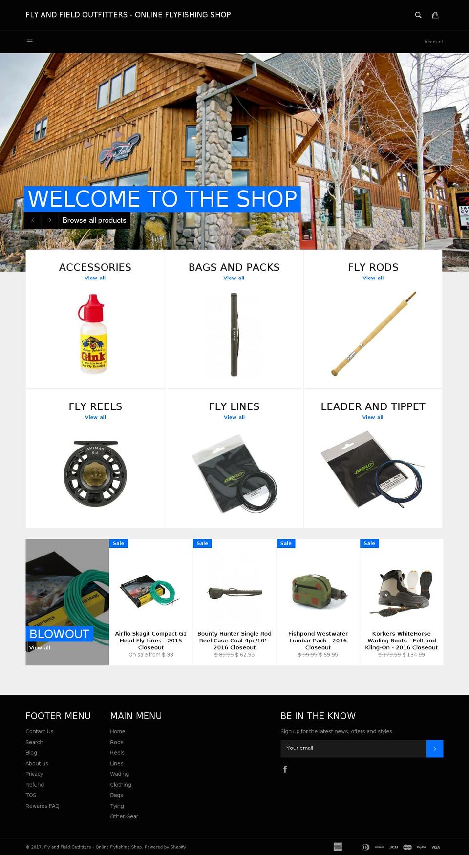 onlineflyfishingshop.com shopify website screenshot