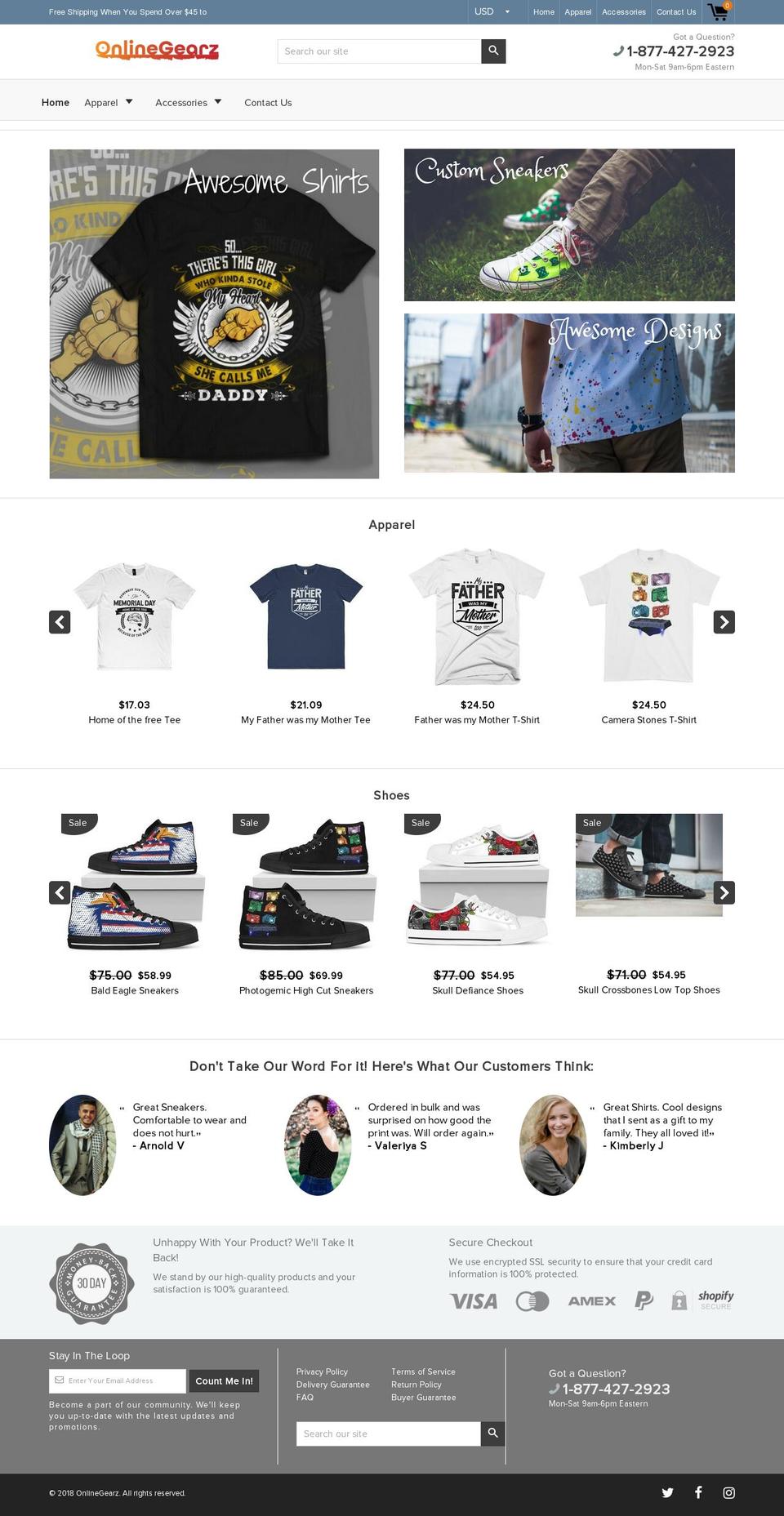 onlinegearz.com — Shopify storefront screenshot