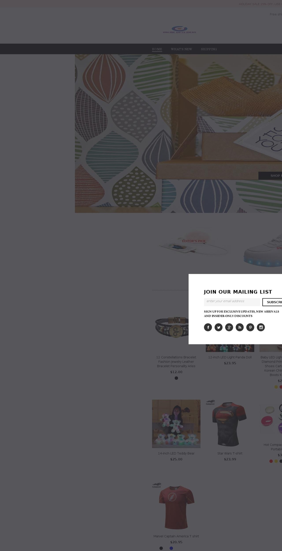 onlinegiftsideas.com — Shopify storefront screenshot