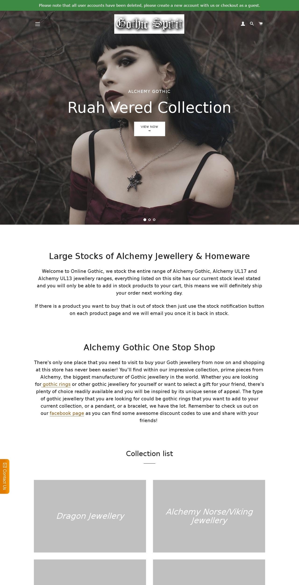 onlinegothic.co.uk shopify website screenshot