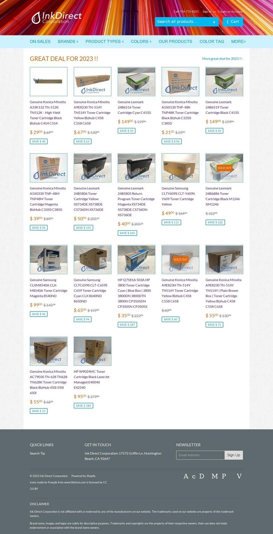 onlineinkdirect.com shopify website screenshot