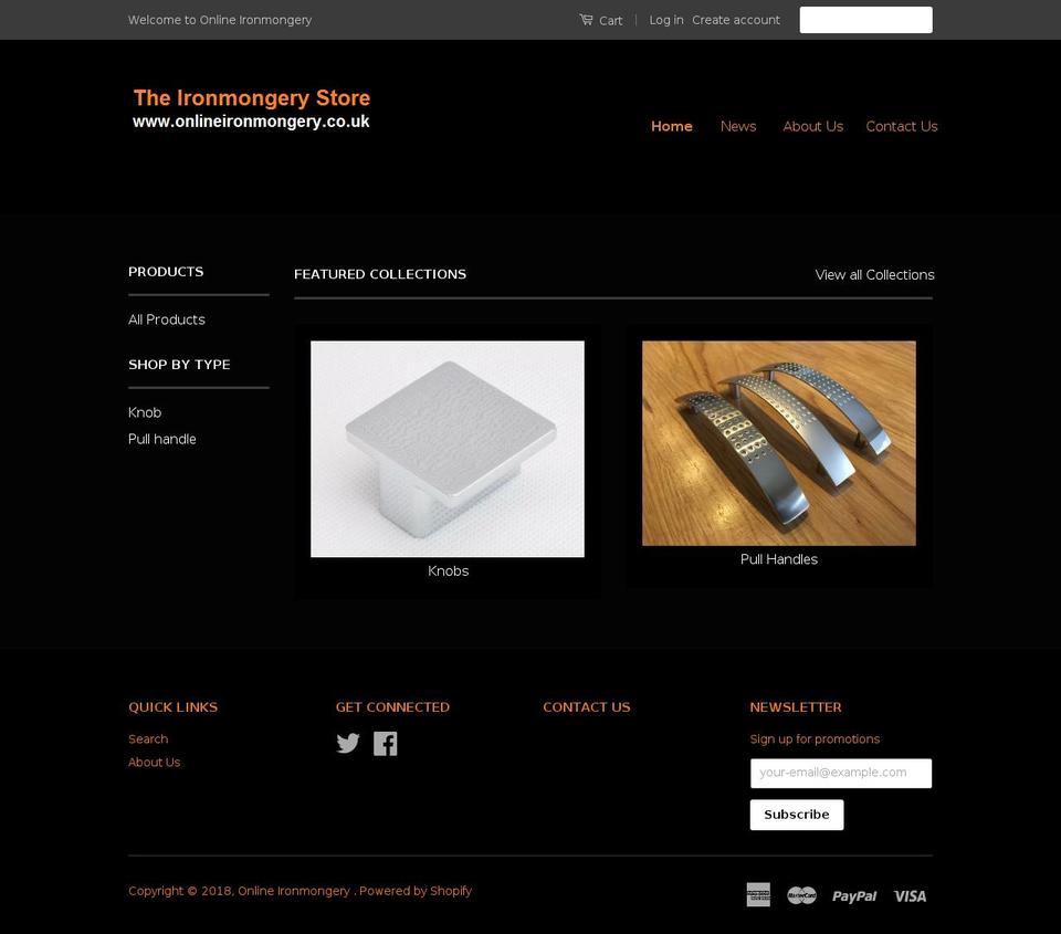 onlineironmongery.co.uk shopify website screenshot