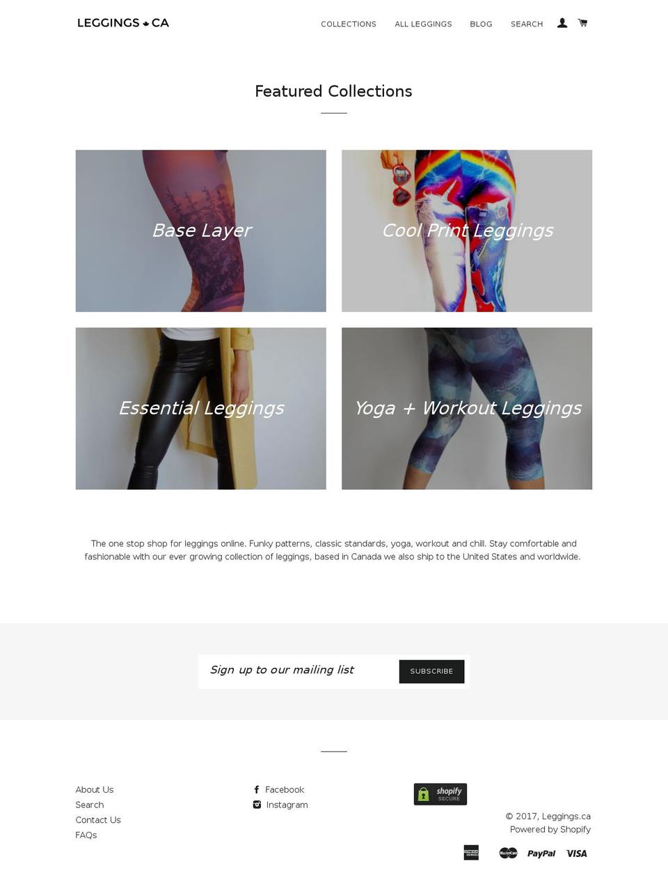 onlineleggings.com shopify website screenshot