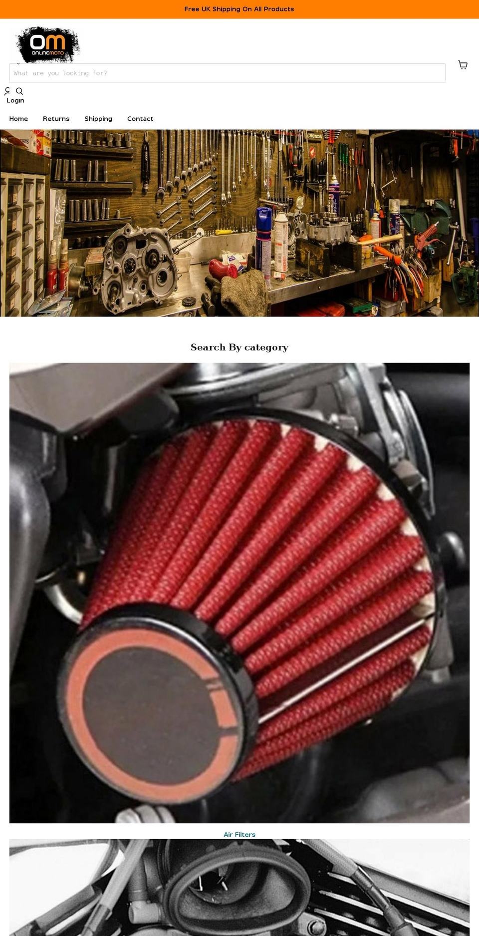 onlinemotoparts.co.uk shopify website screenshot