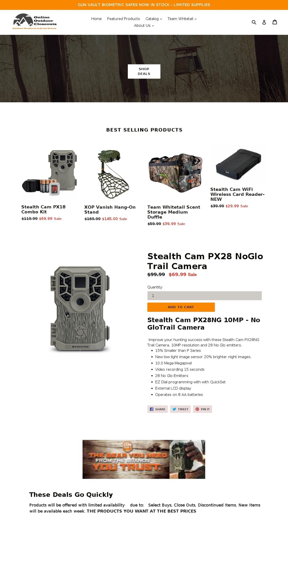 onlineoutdoorcloseouts.com shopify website screenshot