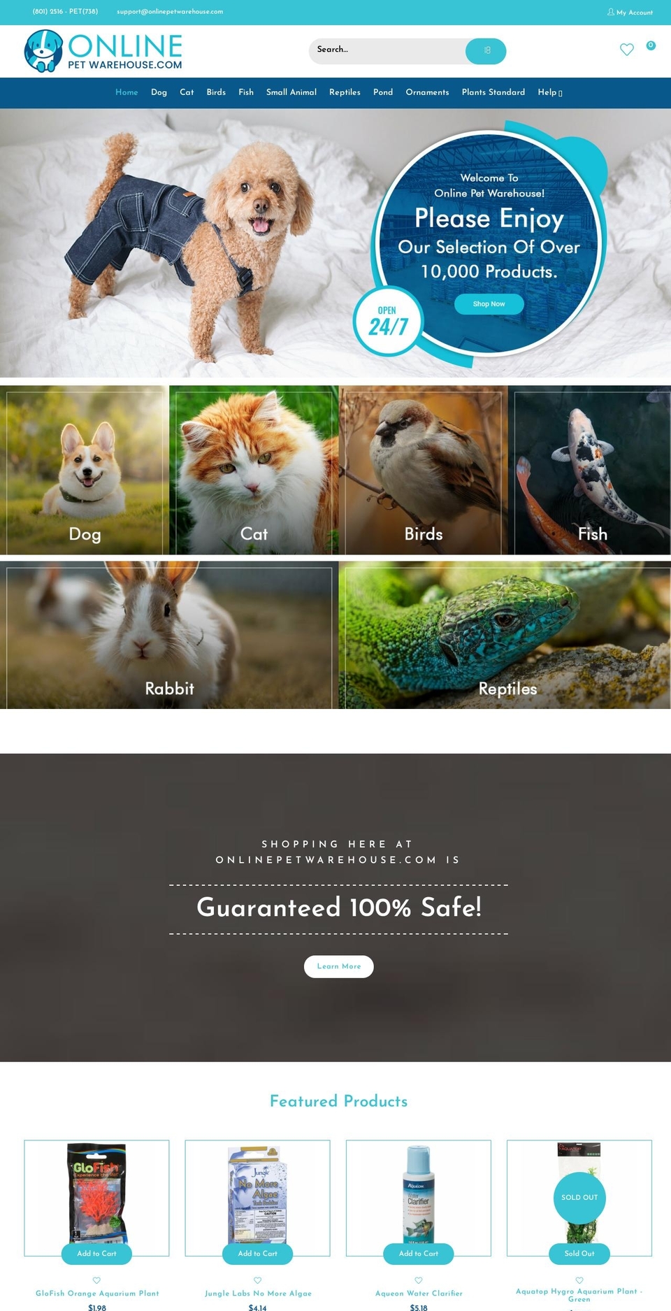 onlinepetwarehouse.com shopify website screenshot